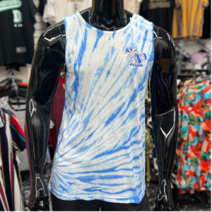 Blue & White Tye Dye Graphic Print Vest