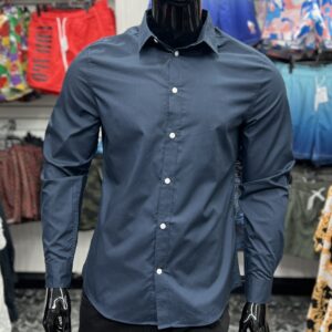 H&M Slim Fit Easy Iron Long Sleeve Shirt Navy