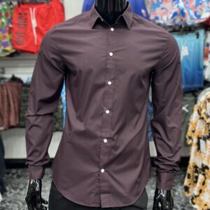 H&M Slim Fit Easy Iron Long Sleeve Shirt Burgundy
