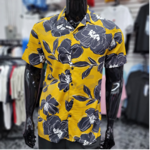[CLR] Floral Print Shirt Black/Gold