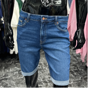 Bershka Skinny Denim Shorts Blue