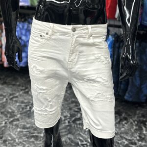 Aero Slim Denim Shorts 9.5" Off White