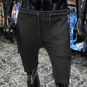 Soul Star Cargo Panel Jersey Shorts Black & White
