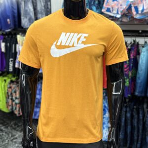 Nike Swoosh & Logo Graphic Print T-Shirt Orange/White