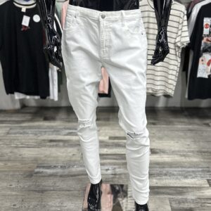 Cornell Ripped Knees Skinny Jeans White