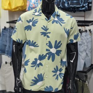 Flower Print Graphic Shirt Green