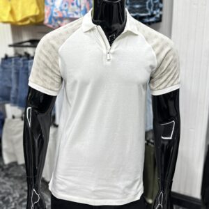 [SALE] Jacquard Knit Quarter Zip Polo Shirt