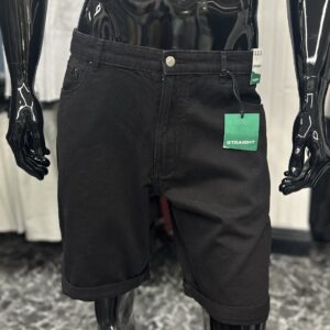 Pull&Bear Straight Denim Shorts Black