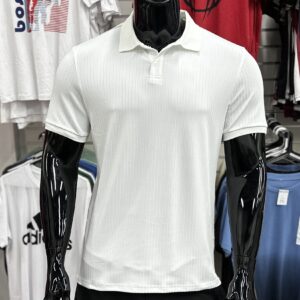 [SALE] Ribbed Knit Polo Shirt White