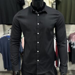 Poplin Black Long Sleeved Shirt