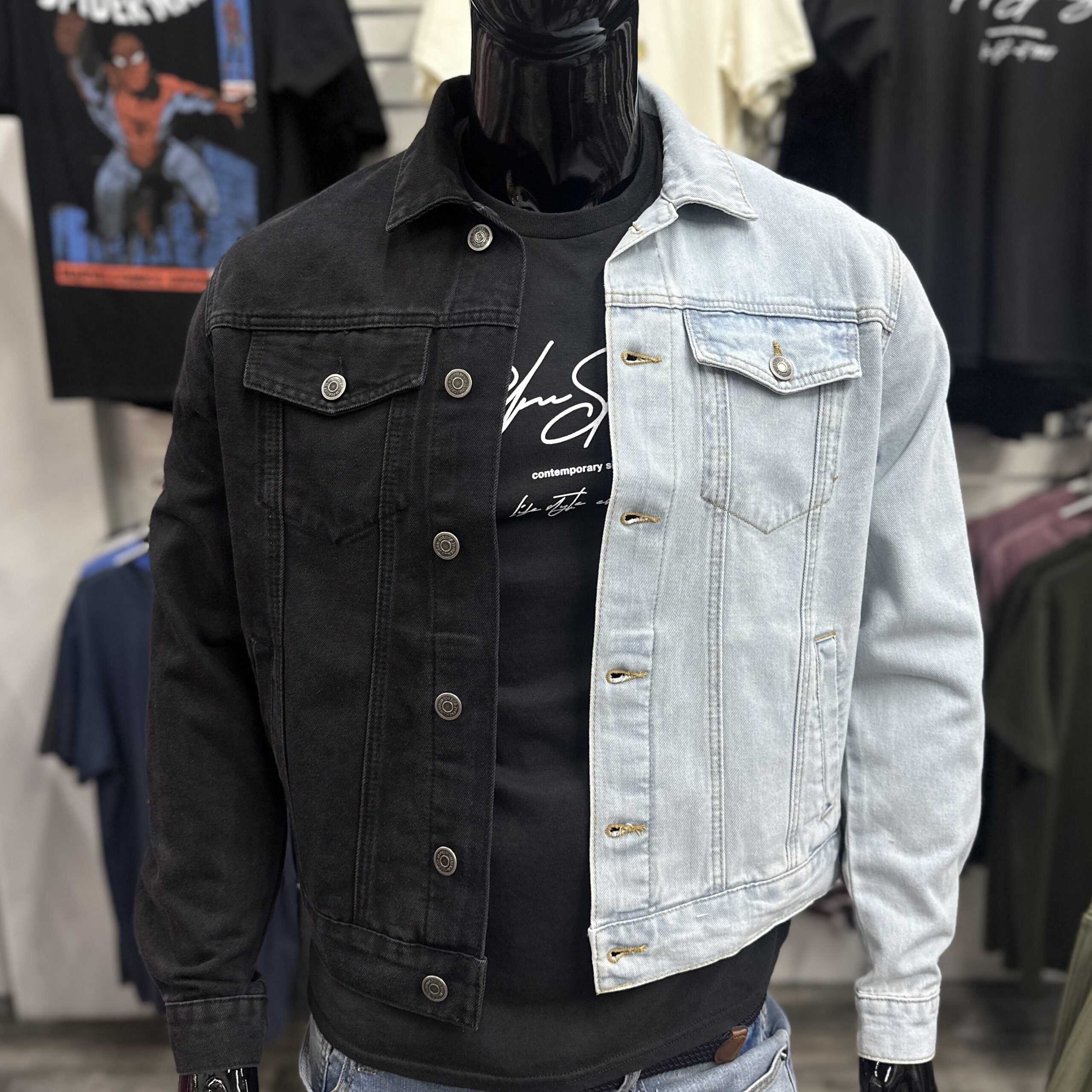 [SALE] Colorblock Denim Trucker Jacket