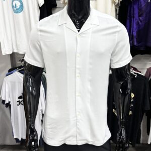 Regular Fit Revere Collar White Viscose Shirt