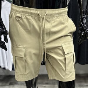 Stretch Light Khaki Cargo Pocket Shorts