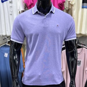 Tommy Hilfiger Mini Logo Contrast Collar Polo Shirt Lilac