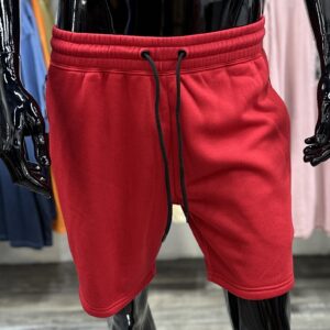 Fleece Red Drawstring Shorts