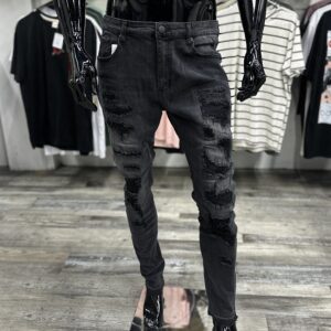Keeping It Real Stacked Skinny Jeans Black Wash