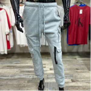Soft Knit Greyish Blue Cargo Pocket Jogger