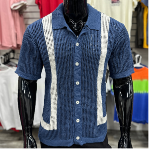 [SALE] Crochet Big Knit Blue/White Shirt