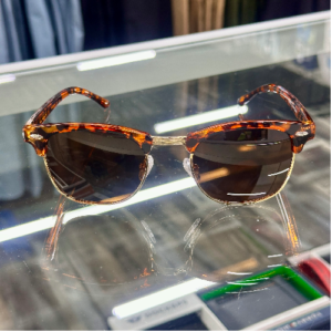 Classic Polarised Glossed Leopard/Gold Semi Rimless Sunglasses