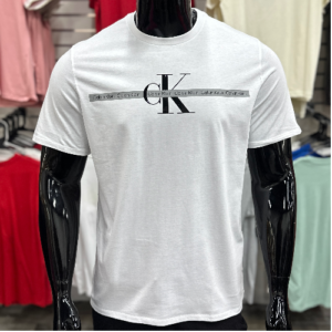 Calvin Klein Repeat Tape Layer Logo Graphic White T-Shirt