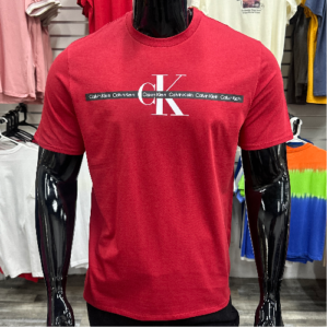 Calvin Klein Repeat Tape Layer Logo Graphic Red T-Shirt