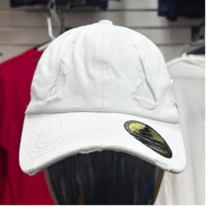 Distressed Adjustable Cap White
