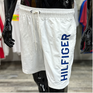 Tommy Hilfiger 'Hilfiger' Stitched Logo White Swim Shorts