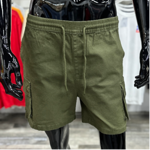 Drawstring Olive Cargo Pockets Shorts