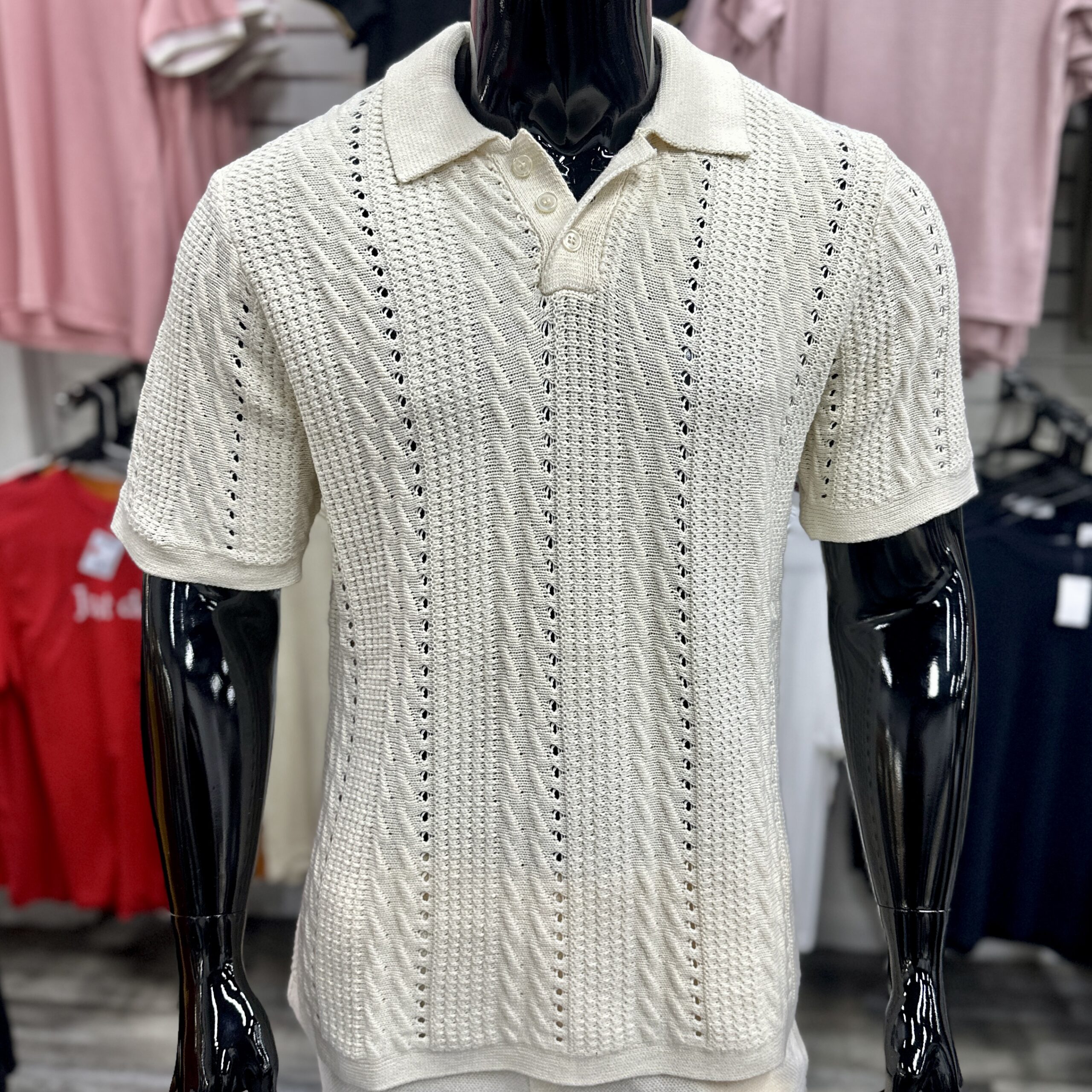 [SALE] Rue De Rivoli Knitted Cream Polo Shirt