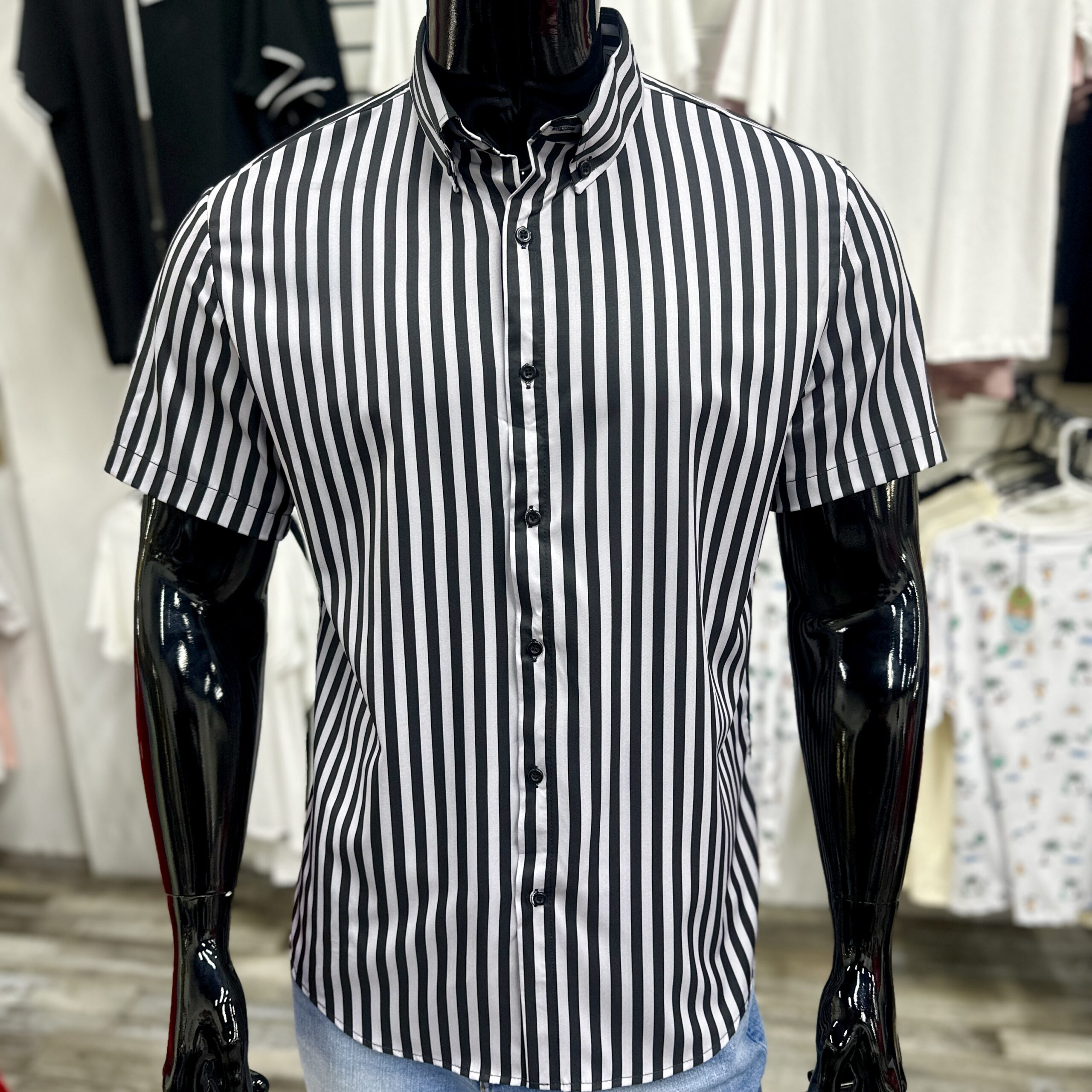 [SALE] Dark Contrast Colour Stripe Pattern Shirt