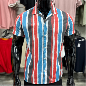 [SALE] Multi Color Revere Stripe Print Shirt