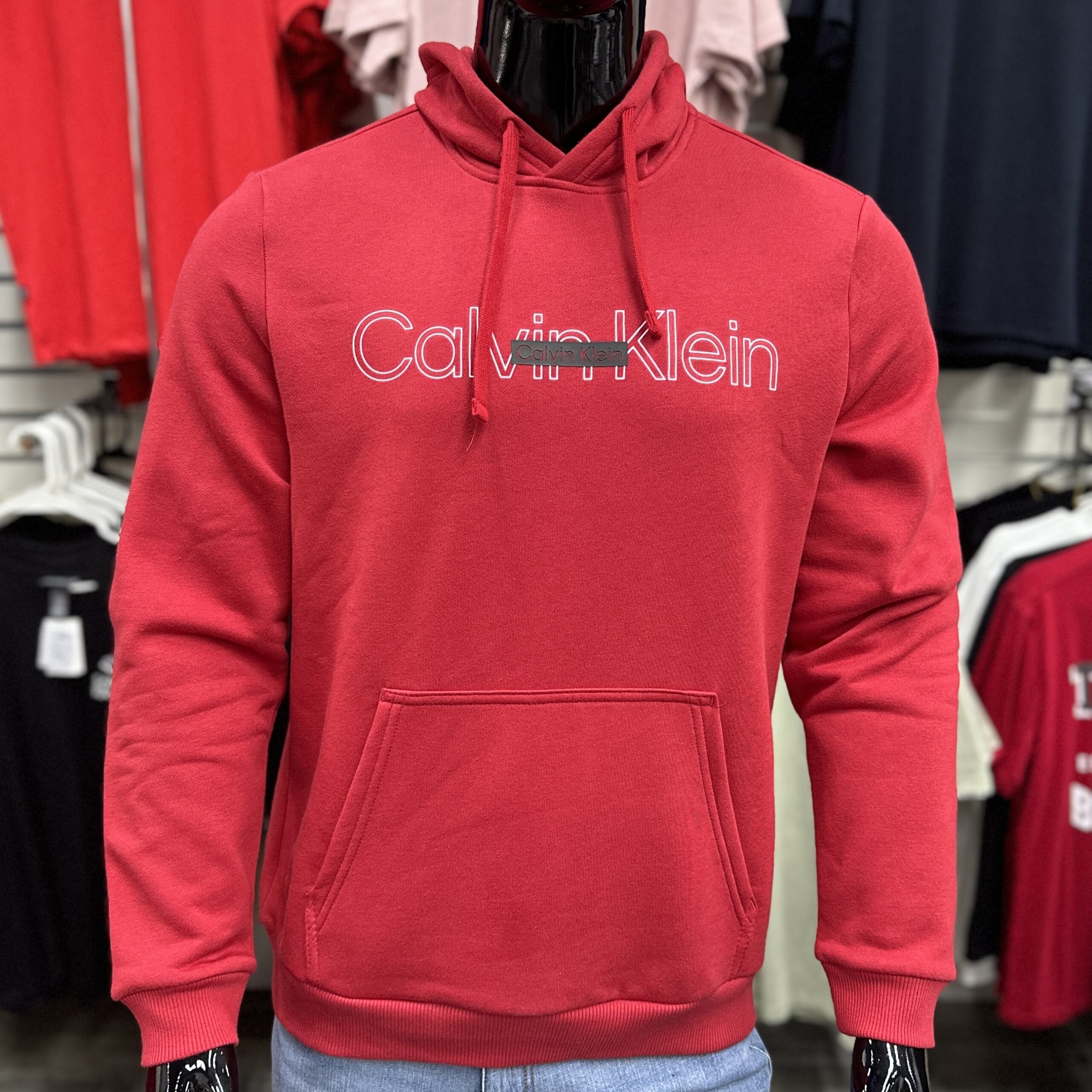 Calvin Klein Printed Logo Hoodie Red
