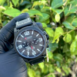 Curren Chronograph Black Leather Watch