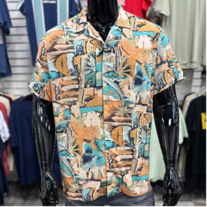 Relaxed Camp Collar Vintage Hawaiian Abstract Shirt