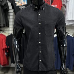 ASOS DESIGN Short Sleeve Black Denim Stretch Shirt