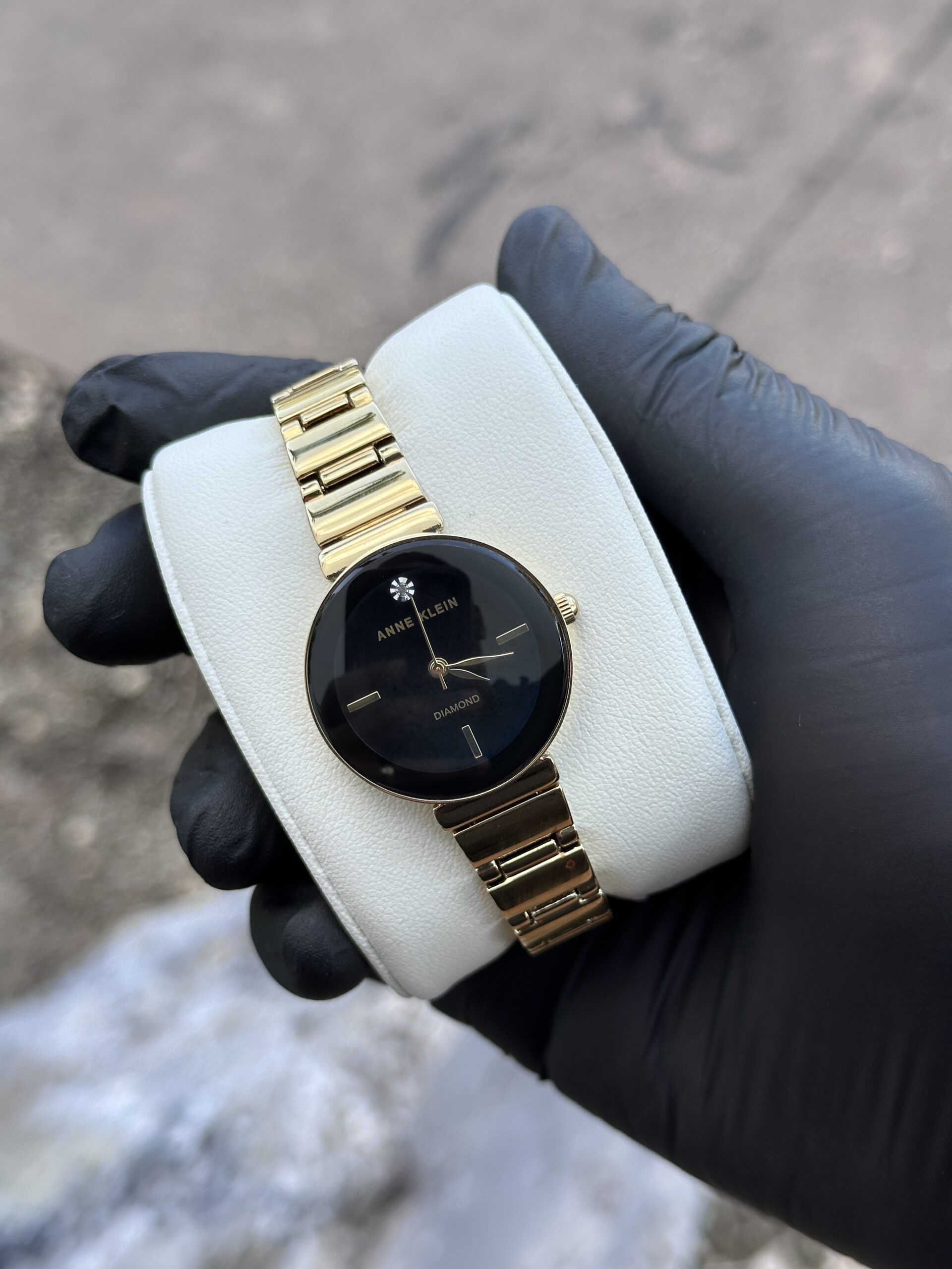 Anne Klein Women\'s Diamond-Accent Gold-Tone & Black Ceramic Bracelet Watch 30mm Ceramic Bracelet Watch with Diamond Accents | Anne Klein main image 2