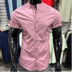 ASOS DESIGN Skinny Fit Grandad Collar Mauve Shirt