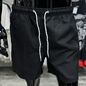 2 Pockets Drawstring Black Swim Shorts
