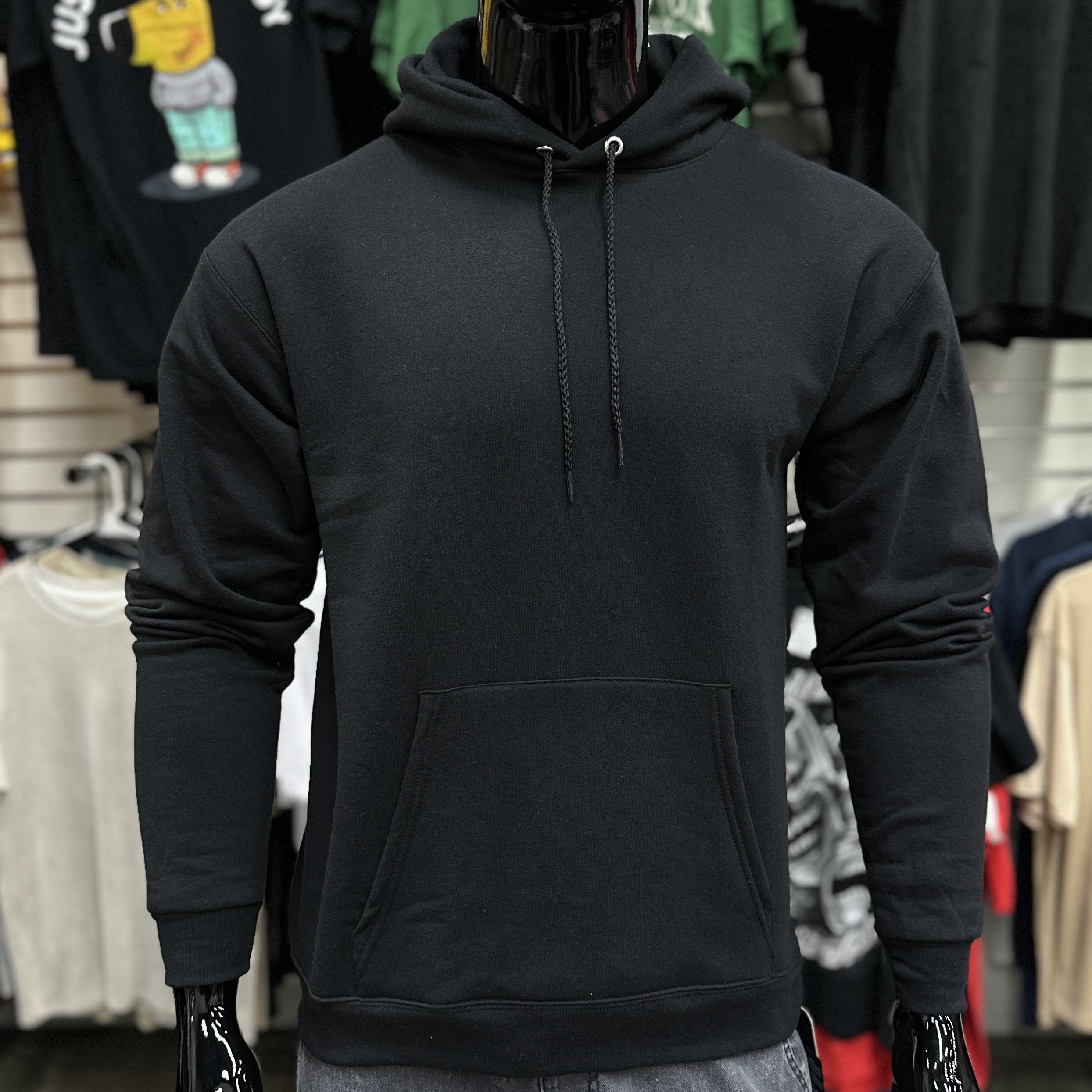 Hanes EcoSmart Fleece Pullover Hoodie Black