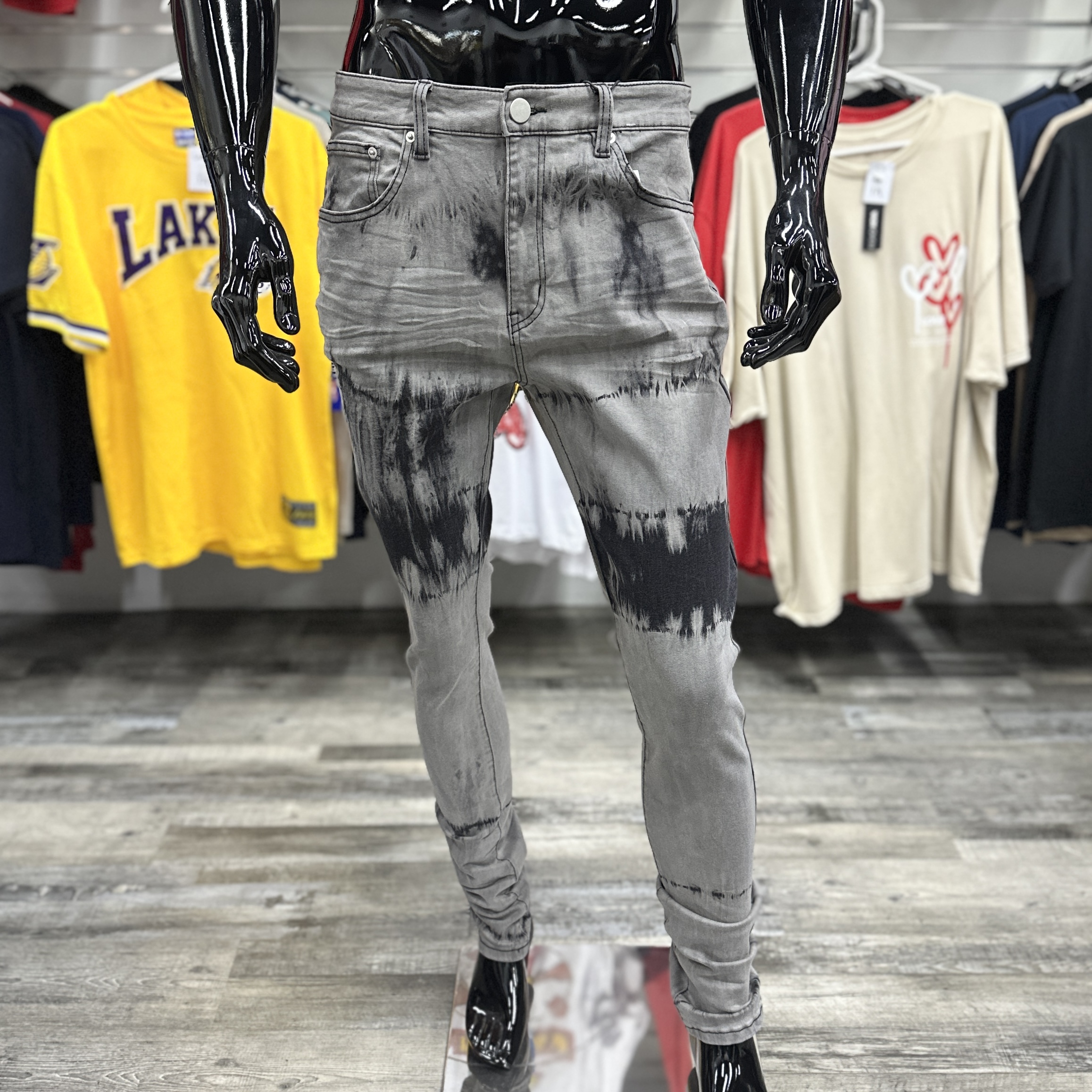 Way Out Stacked Skinny Grey/Black Jeans