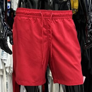 6" Inseam Red Swim Trunks