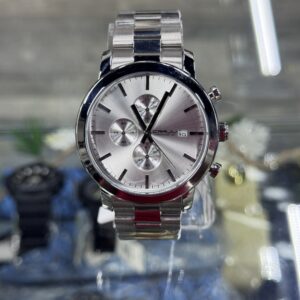 CRRJU Silver Solid Stainless Steel Chronograph Watch