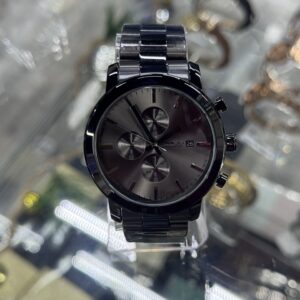 CRRJU Black Solid Stainless Steel Chronograph Watch