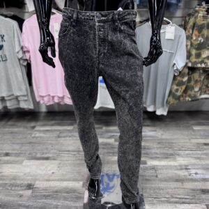Black Acid Wash Stacked Skinny Jeans