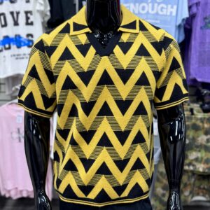 [SALE] Charlie Johnny Collar Knitted Yellow/Black Polo
