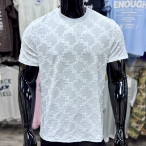 Verbiage Chenille Knit White T-Shirt