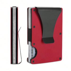 Red Aluminum Alloy Cardholder with Money Clip