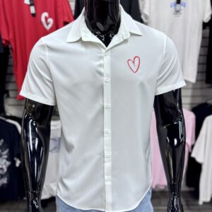 Red Heart Monogram Graphic White Shirt