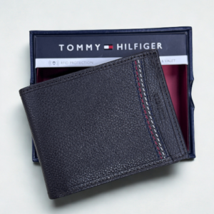 Tommy Hilfiger Brown Leather Wallet with Stitched Logo