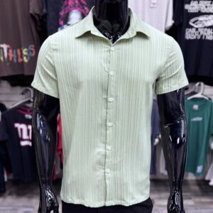 Mint Green Vertical Double Rib Stretch Shirt